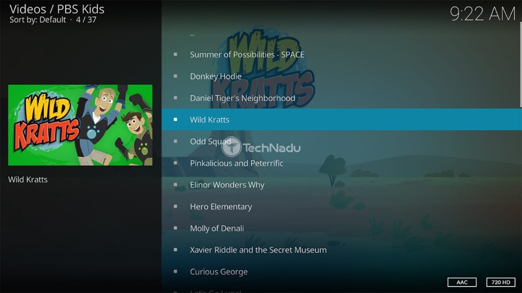 PBS Kids for Kodi Home Screen