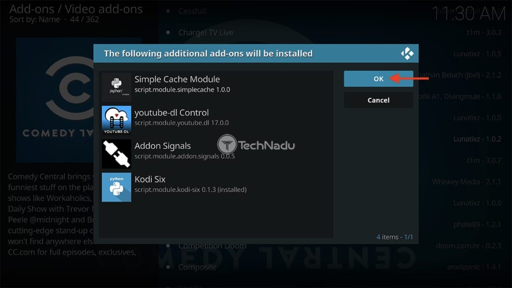 Required Dependencies for Comedy Central on Kodi