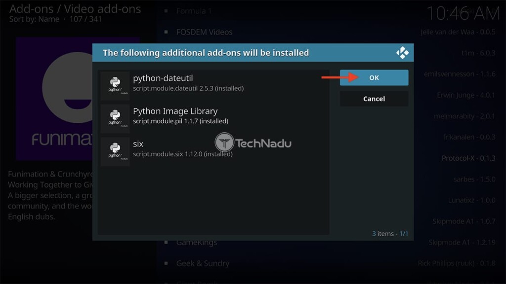 Required Dependencies for Funimation Now on Kodi