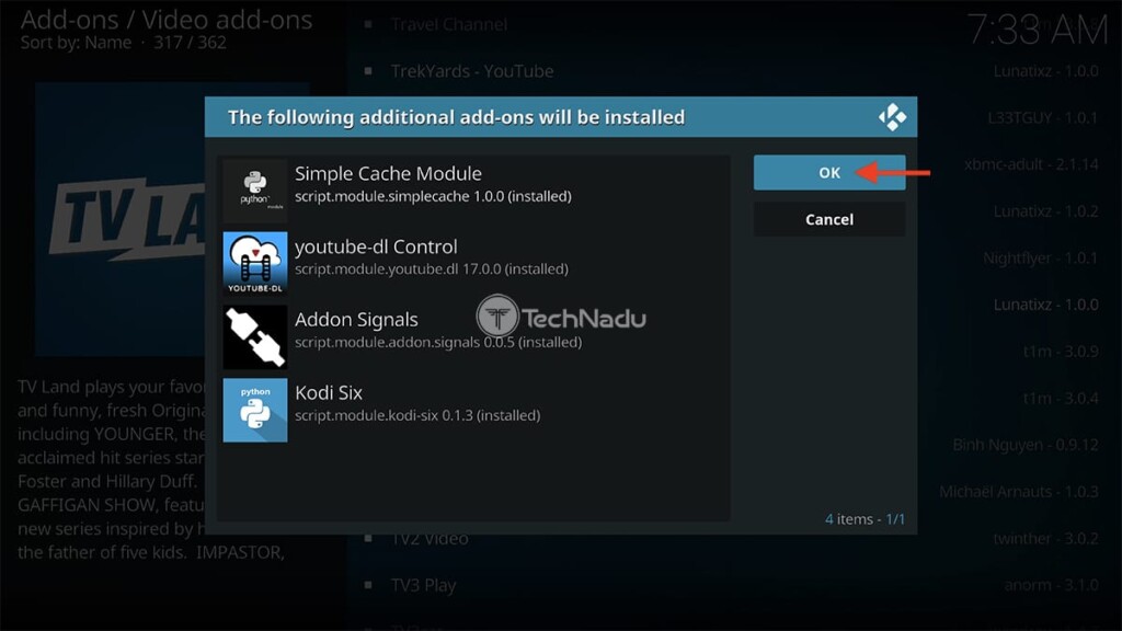 Required Dependencies for Installing TV Land on Kodi