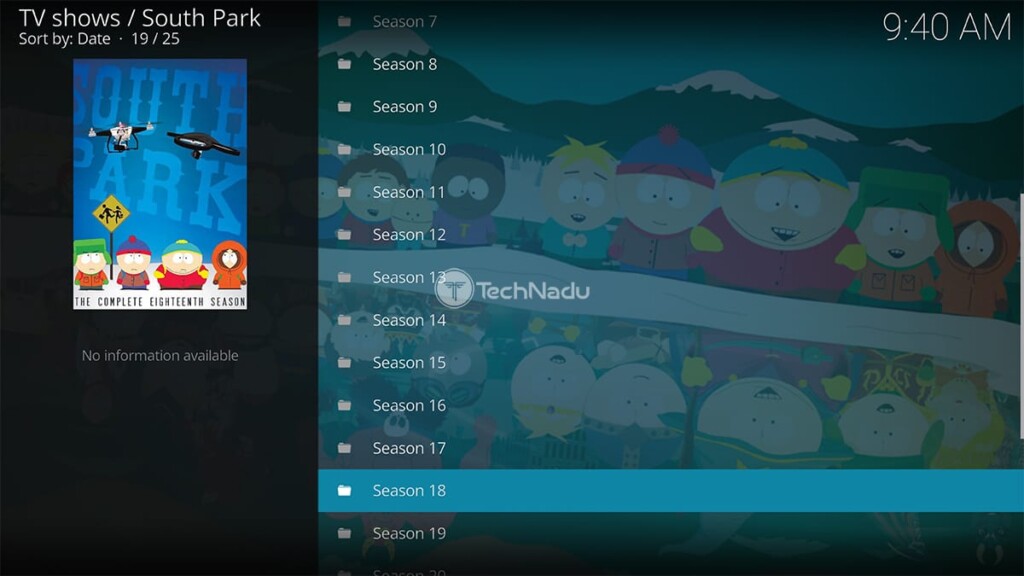 South Park for Kodi Addon Home Screen