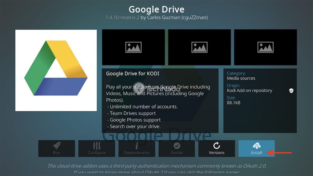 Step to Install Google Drive on Kodi