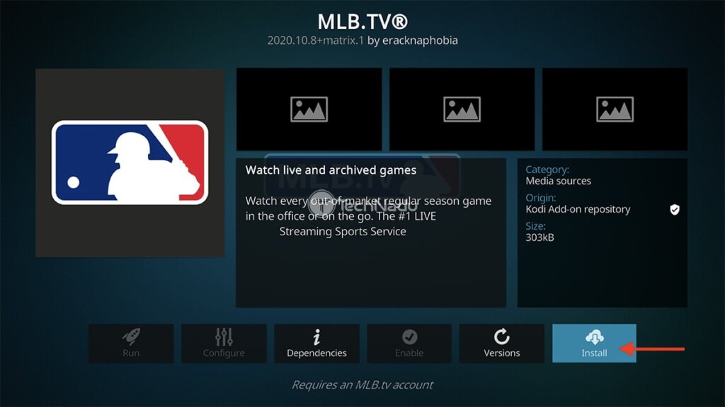 Step to Install MLB TV on Kodi