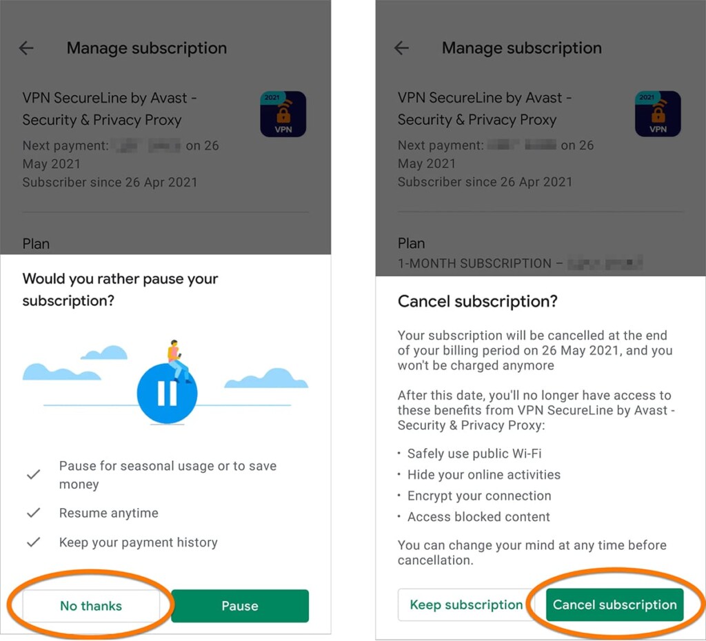Steps to Cancel Avast VPN Subscription on Android