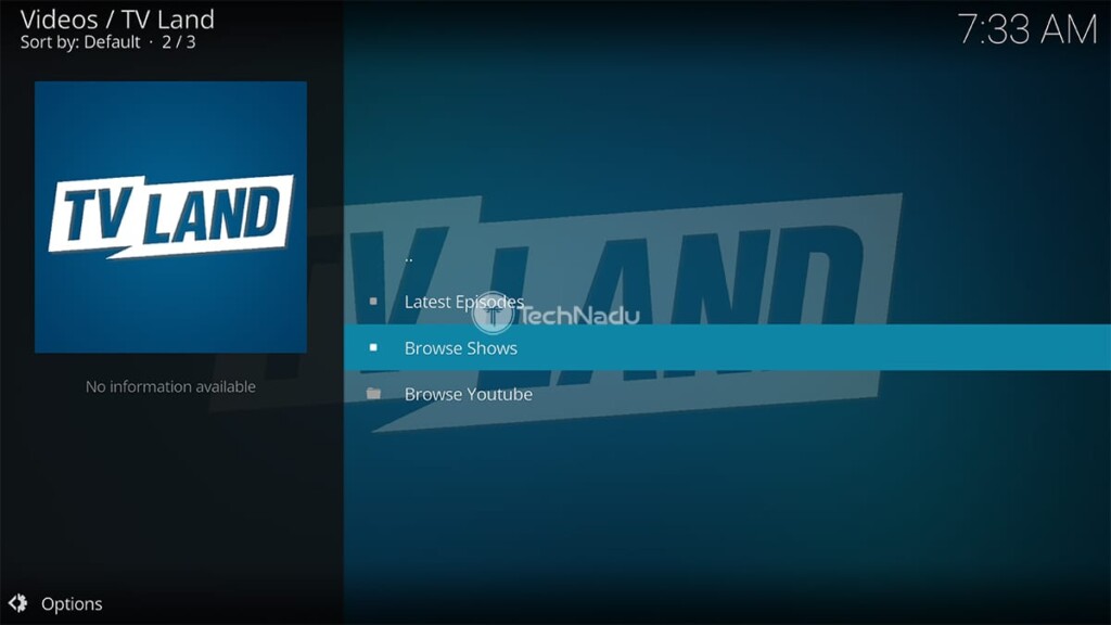 TV Land Kodi Addon Home Screen