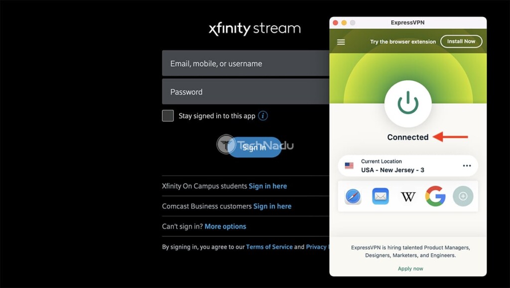 Unblocking Xfinity Stream via ExpressVPN