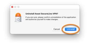 avast secureline vpn remove