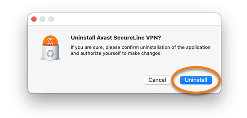 Uninstall Confirmation SecureLine VPN App