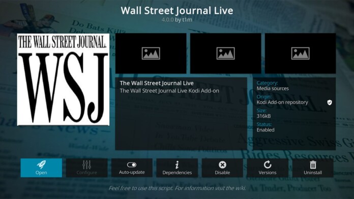 Wall Street Journal Live Kodi Addon
