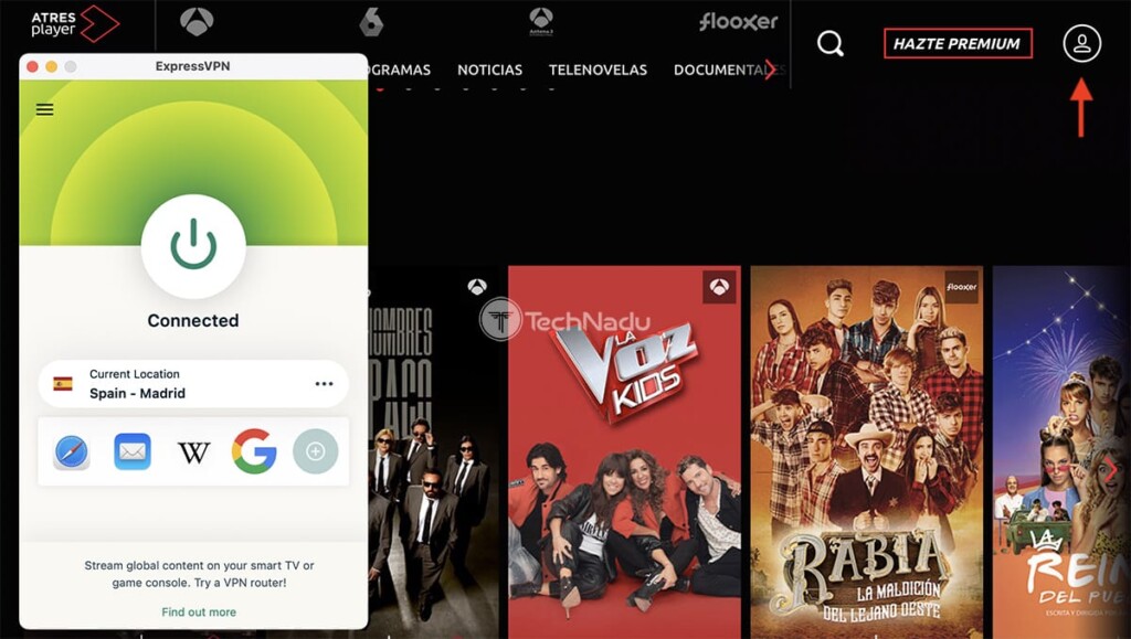 Accessing ATRESplayer outside Spain Using ExpressVPN