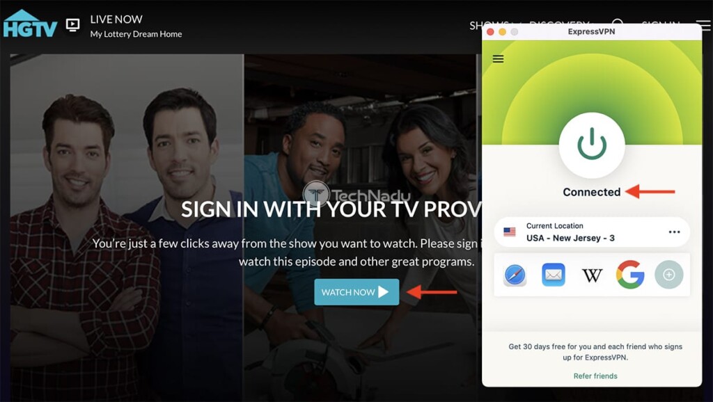 Accessing HGTV Outside US via ExpressVPN