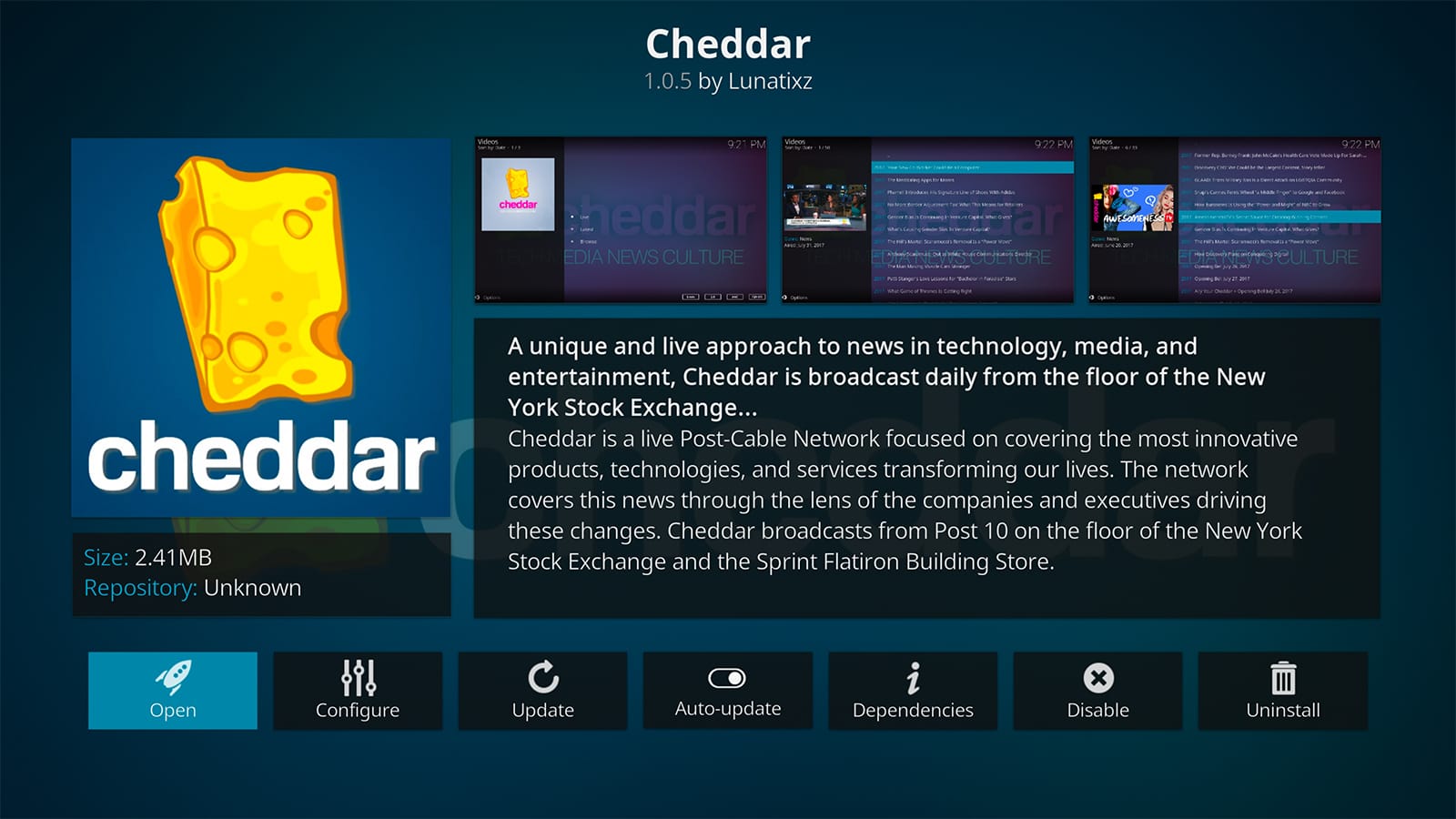 Cheddar Kodi Addon