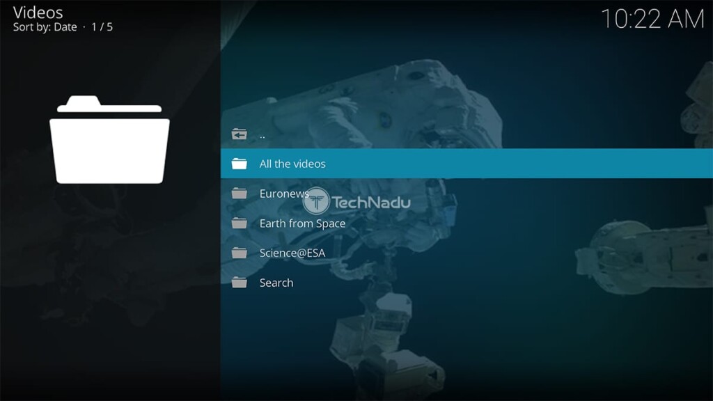 ESA Videos on Kodi Home Screen