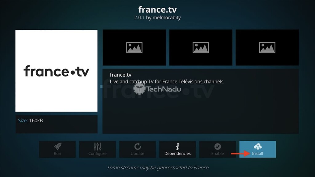 Final Step to Install France TV on Kodi