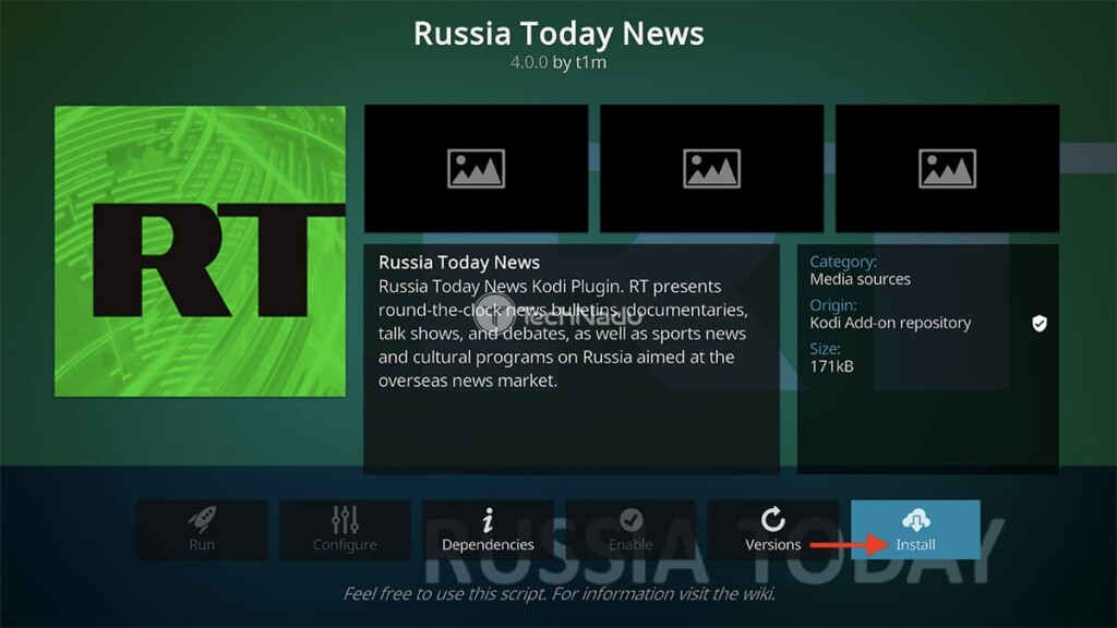 Final Step to Install Russia Today News on Kodi