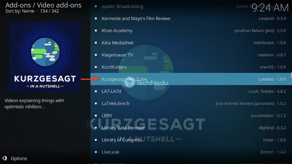 Finding Kurzgesagt Kodi Addon in Official Repository