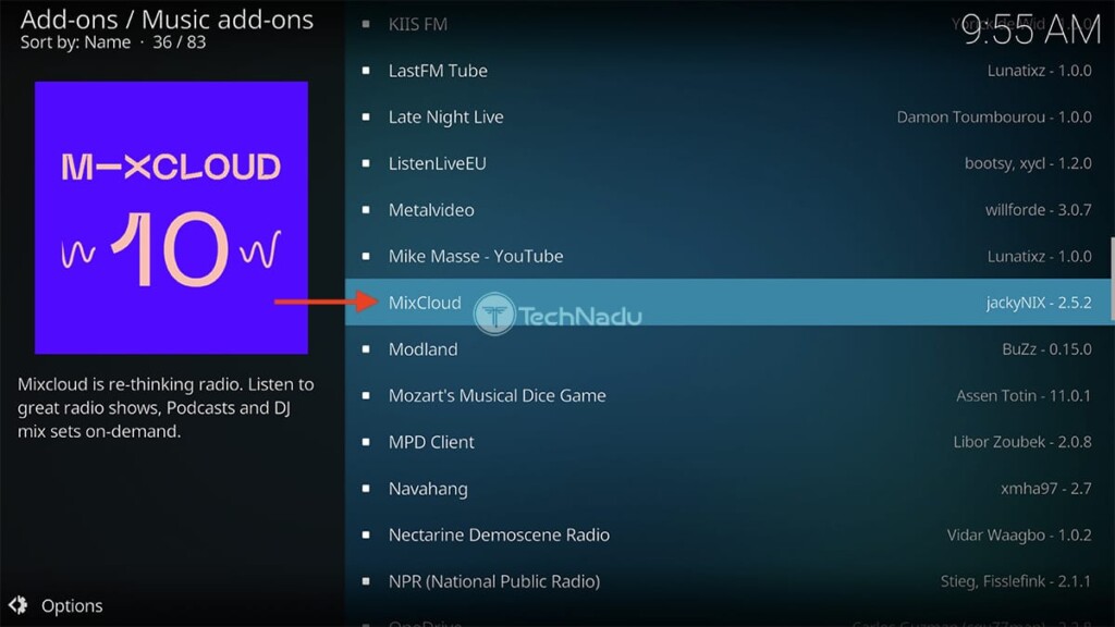 Finding MixCloud in Kodis Repository