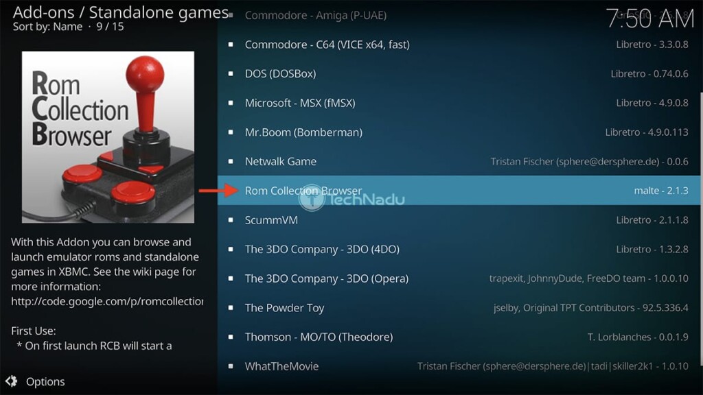 Finding ROM Collection Browser in Kodi Repository