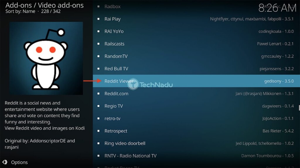 Finding Reddit Viewer in Kodis Repository