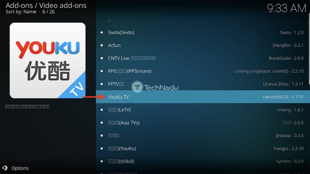 Finding YouKu TV in Its Own Repository on Kodi