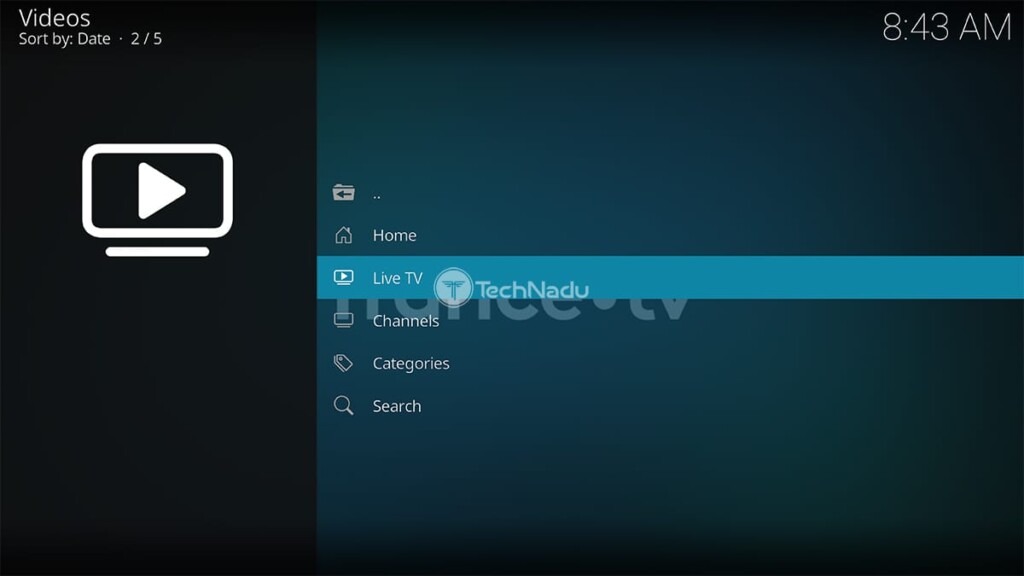 Home Screen of France TV Kodi Addon