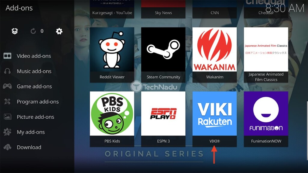 Located VIKI in Video Addons Section of Kodi