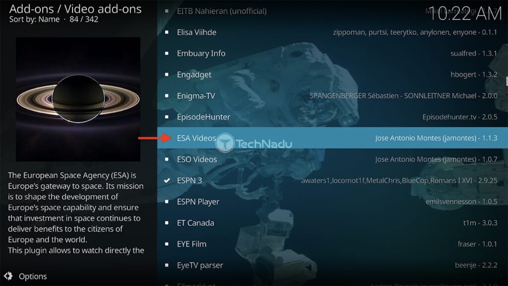 Navigating to ESA Videos in Kodis Repository