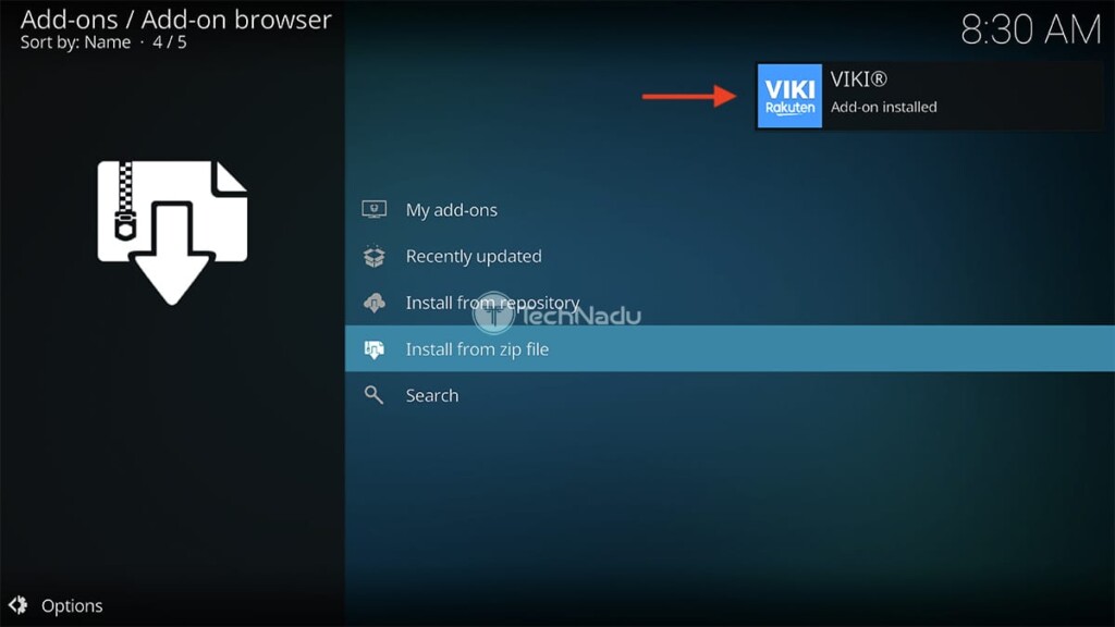 Notification Saying That VIKI is Installed on Kodi