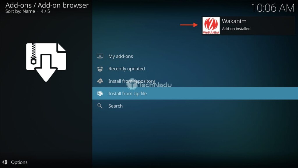 Notification Saying Wakanim Installed on Kodi