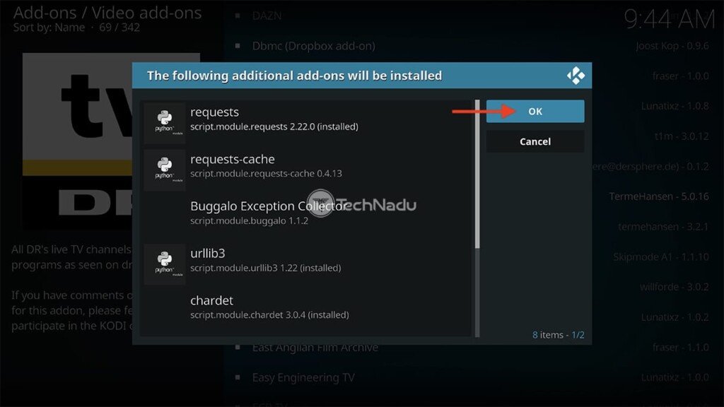 Required Dependencies for DR TV on Kodi