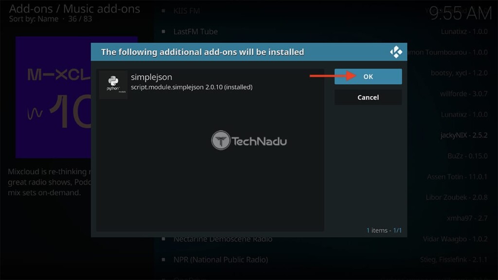 Required Dependencies for MixCloud on Kodi