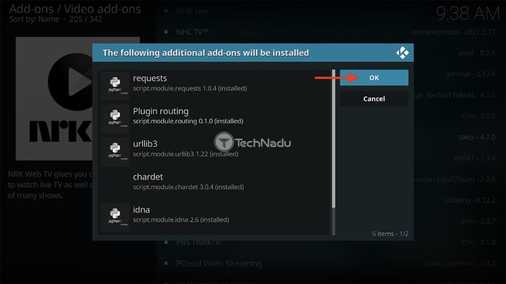 Required Dependencies for NRK Nett-TV on Kodi