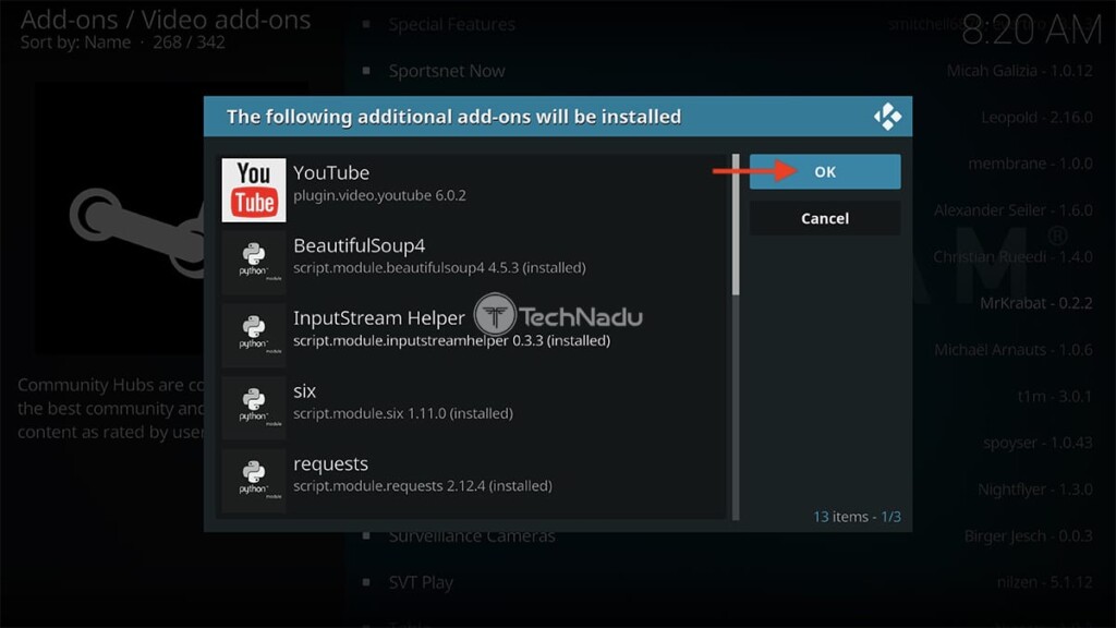 Required Dependencies for Steam Community on Kodi