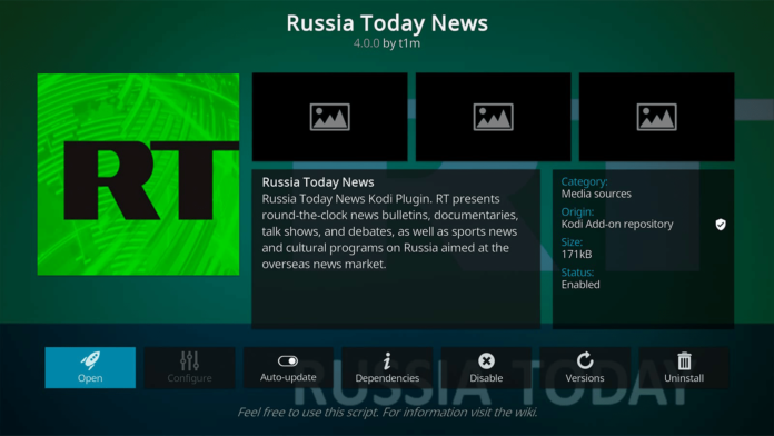 Russia Today News Kodi Addon
