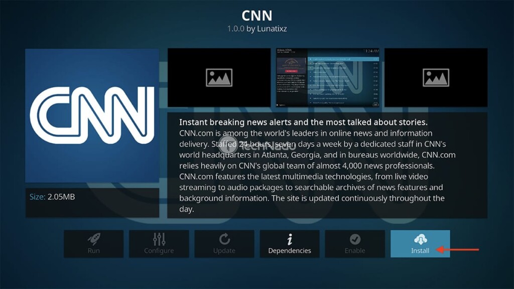 Step to Install CNN Kodi Addon