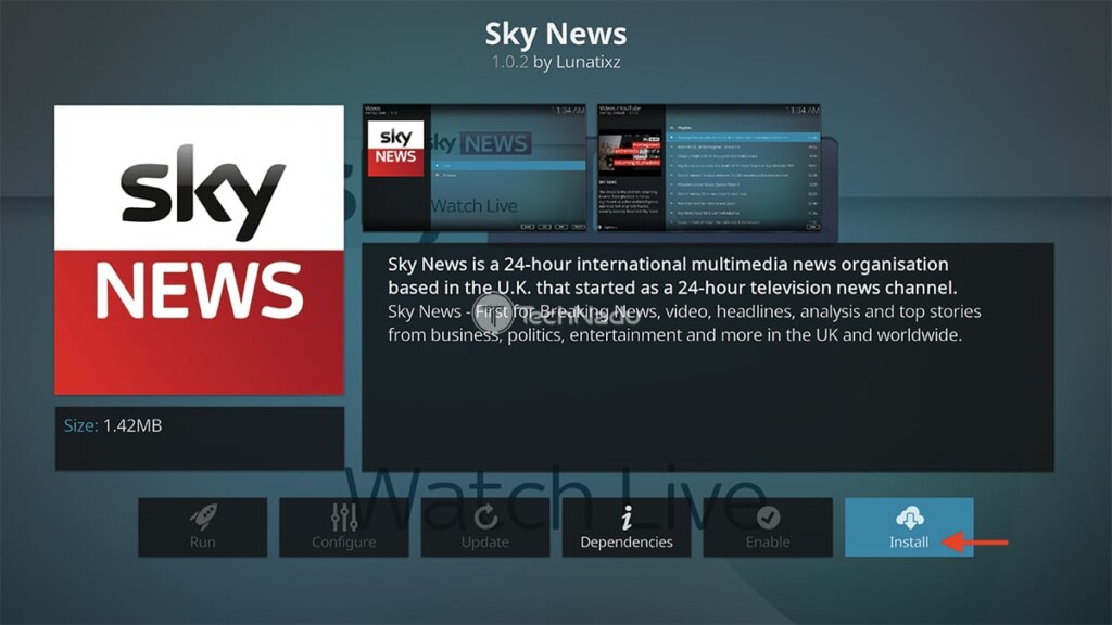 Step to Install Sky News on Kodi