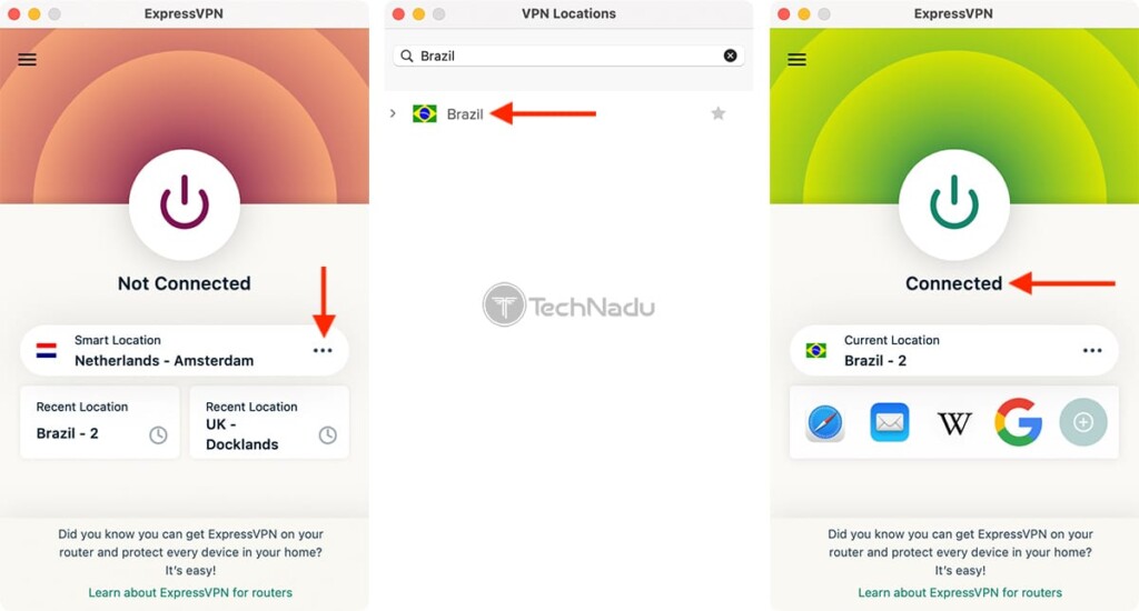 Steps to Connect to Server in Brazil Using ExpressVPN