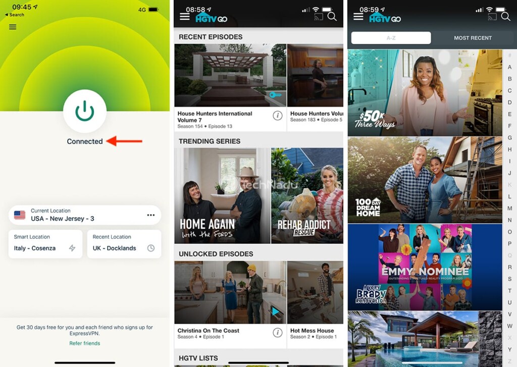 Steps to Watch HGTV Outside US on iPhone via ExpressVPN
