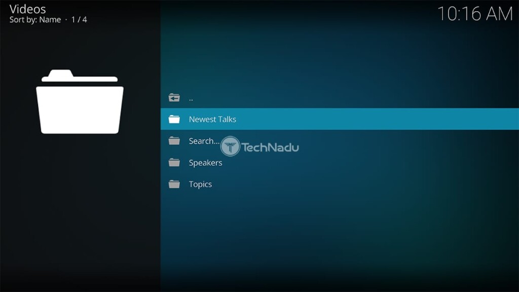 TED Talks on Kodi Home Screen