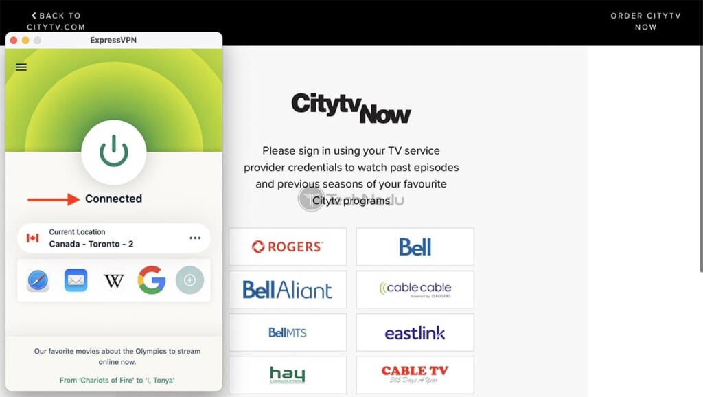 TV Provider Log in to Citytv Outside Canada