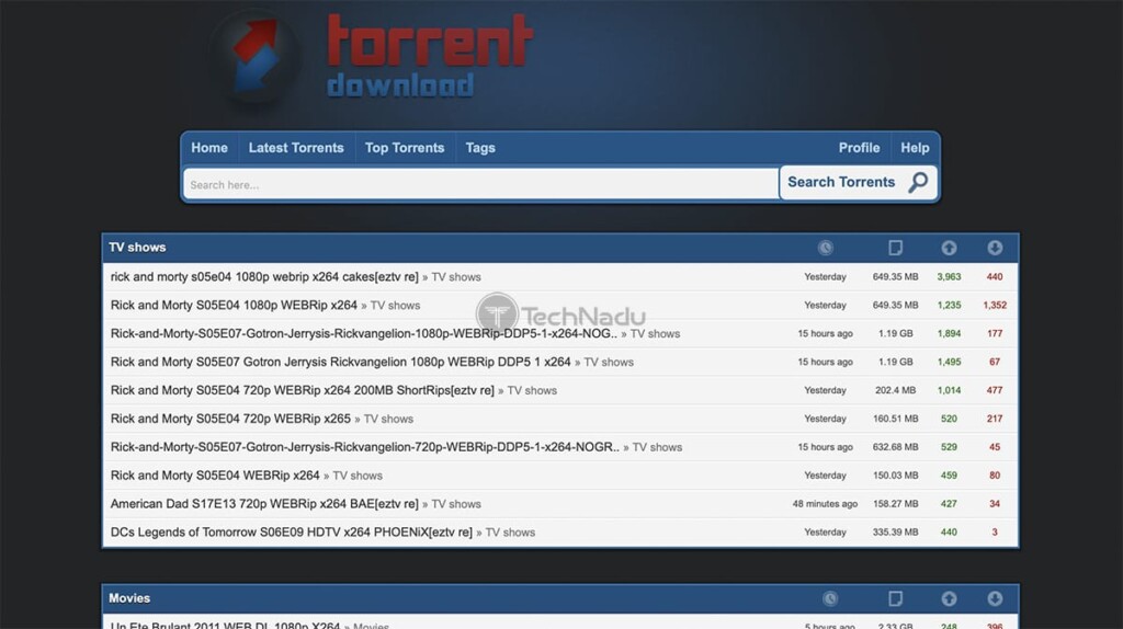 TorrentDownload Torrent Site Homepage