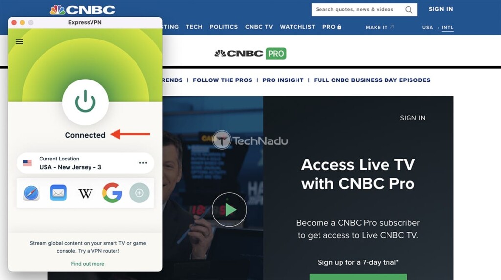 Watching CNBC PRO Outside the US via ExpressVPN