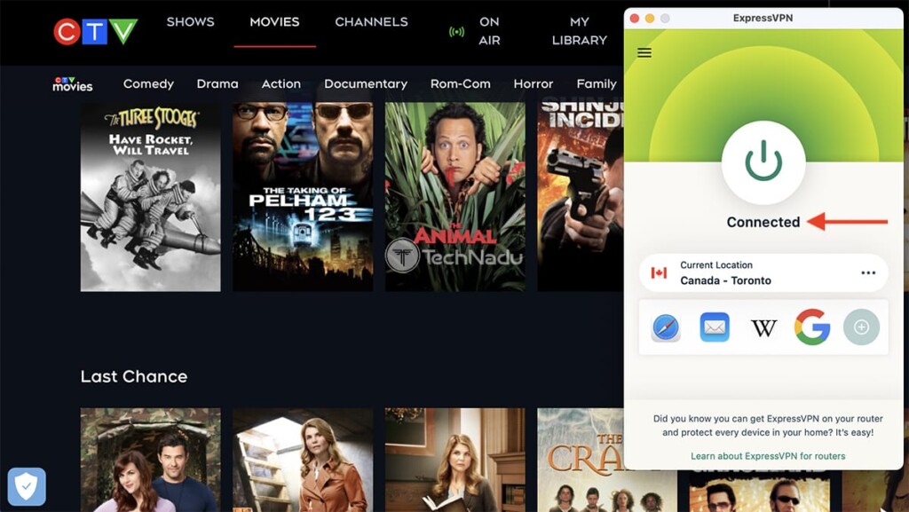 Watching CTV Outside Canada Using ExpressVPN