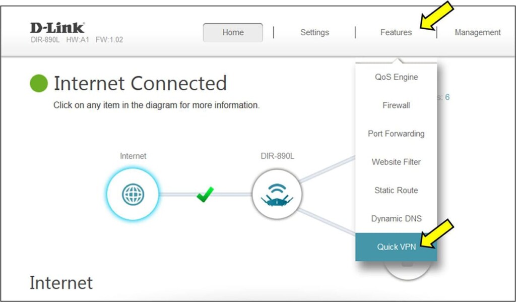 Accessing Quick VPN Feature on D-Link Router