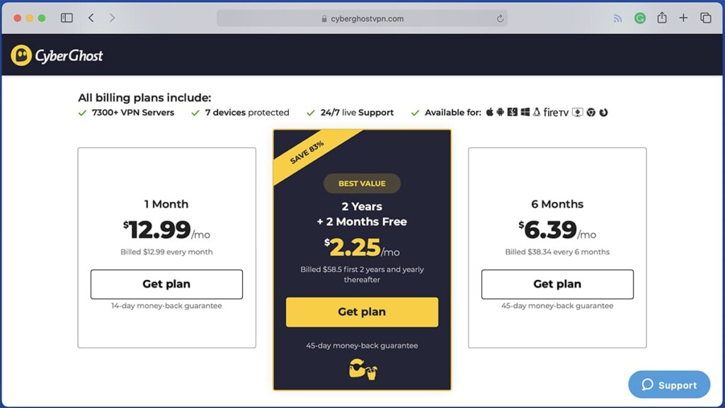 CyberGhost VPN Pricing August 2021