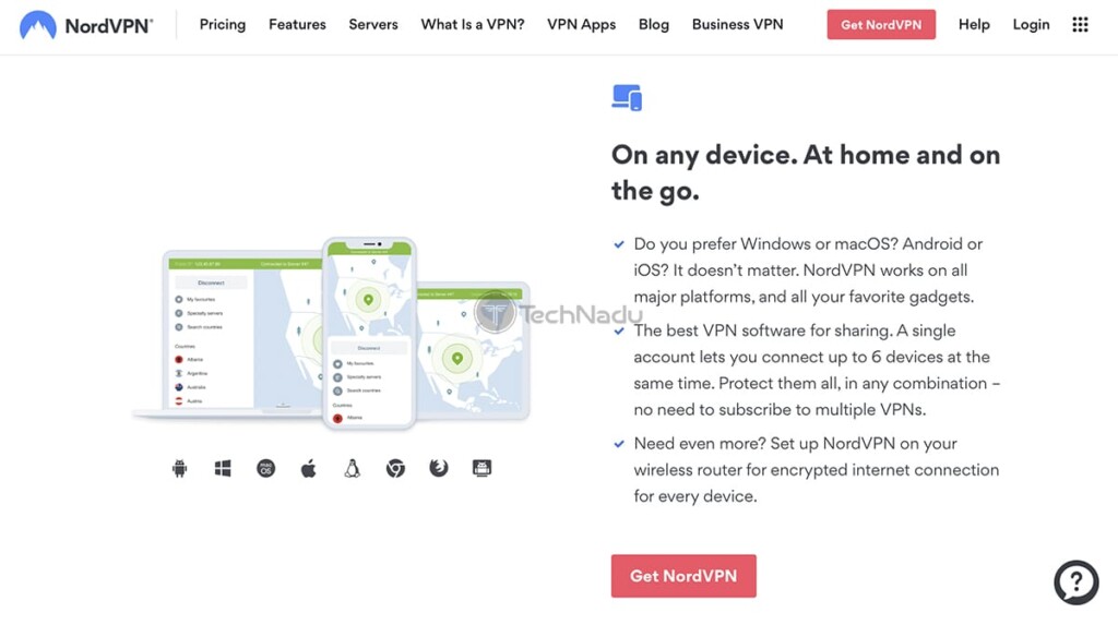 Device Compatibility Section on NordVPN Website