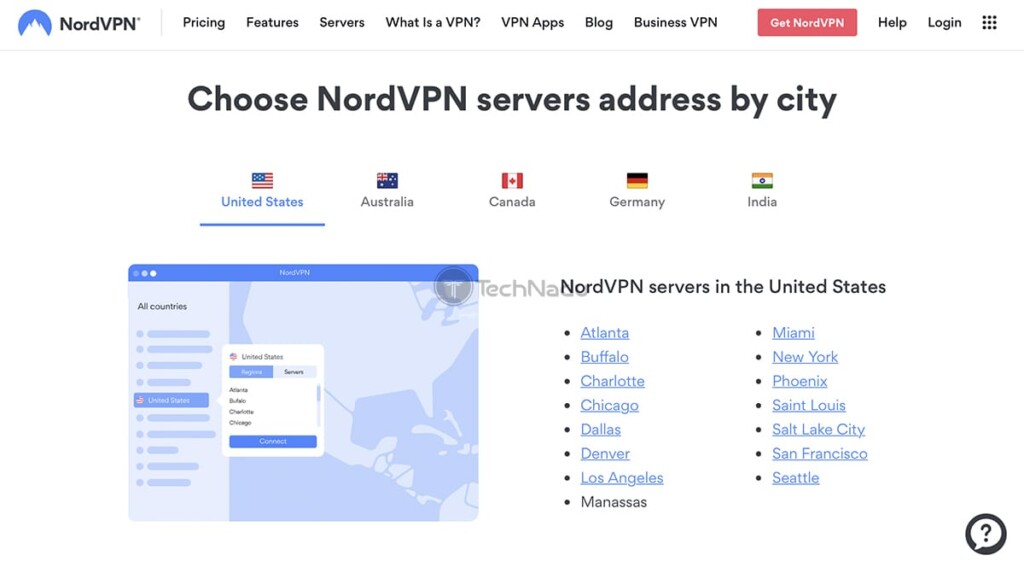 Listing NordVPN Servers on Its Website