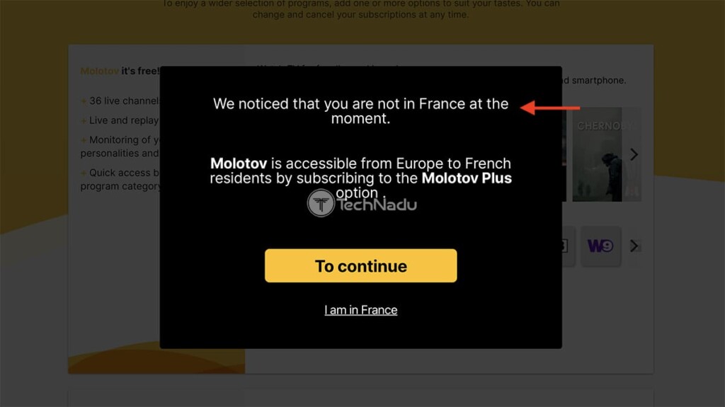 Molotov TV Geo Block Message Outside France