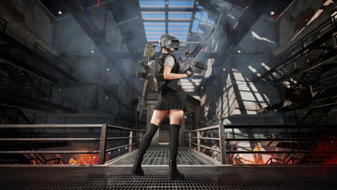 PUBG character with guns