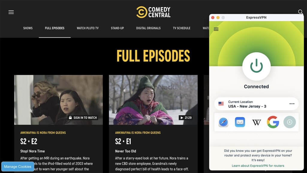 Watching Comedy Central Outside the US Using ExpressVPN